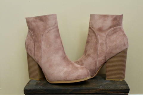 Catherine Malandrino Faux Suede Rose Gold Boots Large Heel